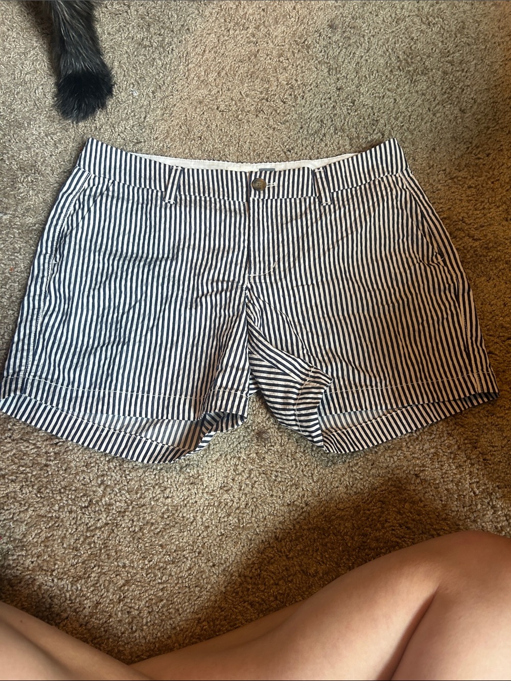 Old Navy Navy and White Striped Bermuda Shorts